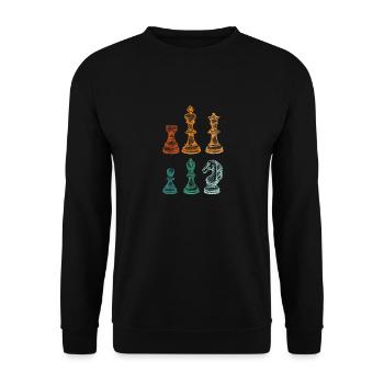 Schachspieler Stücke Retro Master Club Lustige - Unisex Pullover - Schwarz - Vorne - Alina (178cm) & Michal (187cm)