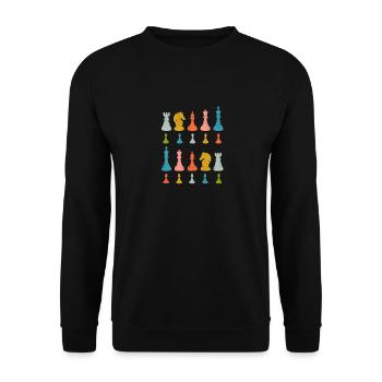Schachspieler Stücke Retro Master Club Lustige - Unisex Pullover - Schwarz - Vorne - Alina (178cm) & Michal (187cm)