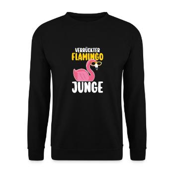 Verrückter Flamingo Junge - Unisex Pullover - Schwarz - Vorne - Alina (178cm) & Michal (187cm)