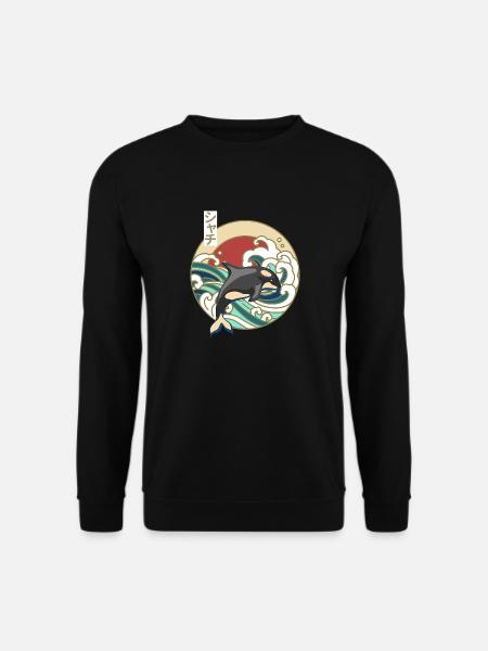 Épaulard japonais rétro grande vague orque orque - Sweat-shirt Unisexe - noir