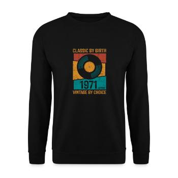 1971 Vintage Vinyl Classic Birth Year - Unisex Sweatshirt - black - Front - Alina (178cm) & Michal (187cm)