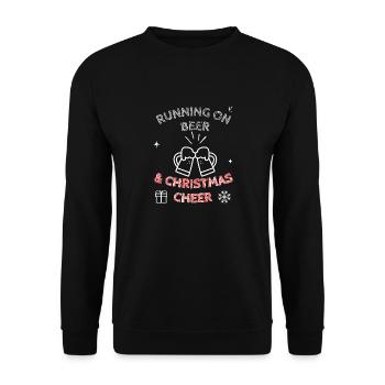 Running On Beer And Christmas Cheer Funny Festive - Unisex Sweatshirt - black - Front - Alina (178cm) & Michal (187cm)