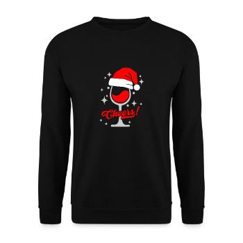 Winterlicher Weingenuss Weinglas mit Mütze - Unisex Pullover - Schwarz - Vorne - Alina (178cm) & Michal (187cm)
