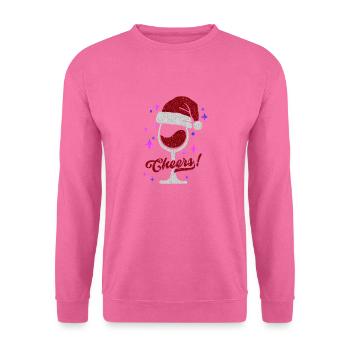 Winterlicher Weingenuss Weinglas mit Mütze - Unisex Pullover - Pink - Vorne