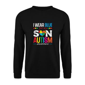 I'm wearing blue for autism awareness month - Unisex Sweatshirt - black - Front - Alina (178cm) & Michal (187cm)