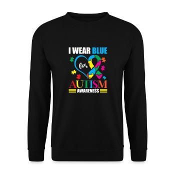 I'm wearing blue for autism awareness month - Unisex Sweatshirt - black - Front - Alina (178cm) & Michal (187cm)