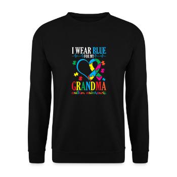 "I'm wearing blue for my grandma" support them - Unisex Sweatshirt - black - Front - Alina (178cm) & Michal (187cm)