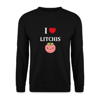 Fruit Humour petit litchi - Sweat-shirt Unisexe - noir - Devant - Alina (178cm) & Michal (187cm)