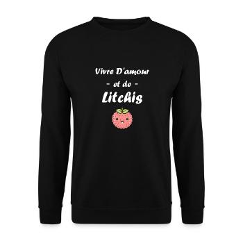 Fruit Humour petit litchi - Sweat-shirt Unisexe - noir - Devant - Alina (178cm) & Michal (187cm)
