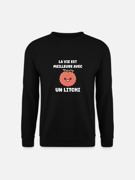 Fruit Humour petit litchi - Sweat-shirt Unisexe - noir