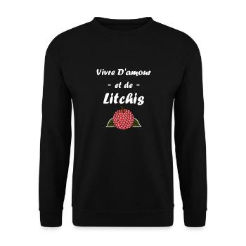 Fruit Humour petit litchi - Sweat-shirt Unisexe - noir - Devant - Alina (178cm) & Michal (187cm)