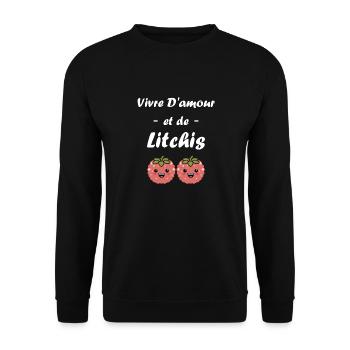 Fruit Humour petit litchi - Sweat-shirt Unisexe - noir - Devant - Alina (178cm) & Michal (187cm)
