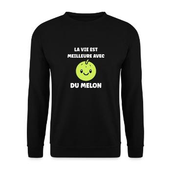 Fruit Humour petit Melon - Sweat-shirt Unisexe - noir - Devant - Alina (178cm) & Michal (187cm)