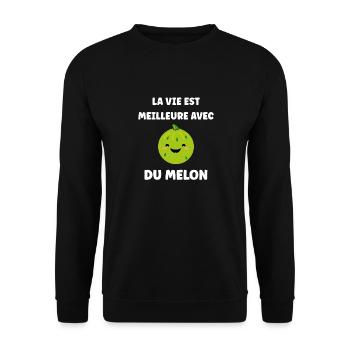 Fruit Humour petit Melon - Sweat-shirt Unisexe - noir - Devant - Alina (178cm) & Michal (187cm)