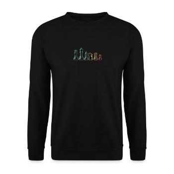 Pièces d’échecs, amateur de jeux de société, nerd, geek - Sweat-shirt Unisexe - noir - Devant - Alina (178cm) & Michal (187cm)