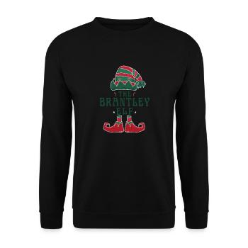 Der Brantley Elf Pyjama für lustige Weihnachten - Unisex Pullover - Schwarz - Vorne - Alina (178cm) & Michal (187cm)