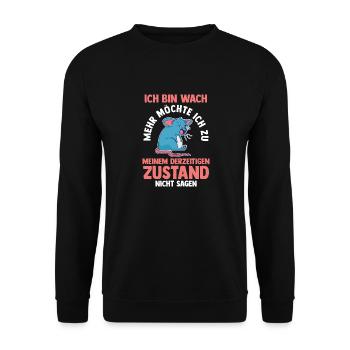 Morgenmuffel Faulenzer Ratte - Unisex Pullover - Schwarz - Vorne - Alina (178cm) & Michal (187cm)