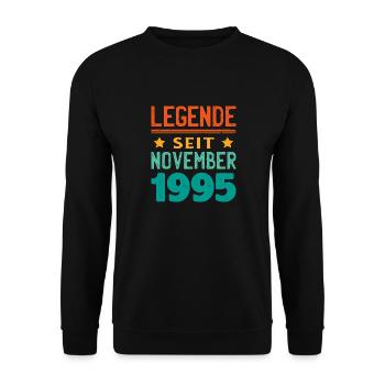 November 1995 Legende seit 28 Jahren Mann Frau - Unisex Pullover - Schwarz - Vorne - Alina (178cm) & Michal (187cm)