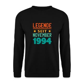 November 1994 Legende seit 29 Jahren Mann Frau - Unisex Pullover - Schwarz - Vorne - Alina (178cm) & Michal (187cm)