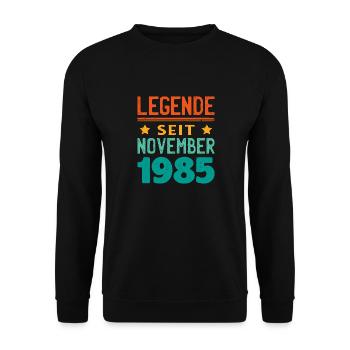 November 1985 Legende seit 38 Jahren Mann Frau - Unisex Pullover - Schwarz - Vorne - Alina (178cm) & Michal (187cm)