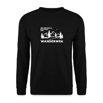Wandern in den Bergen - Unisex Pullover - Schwarz - Vorne - Alina (178cm) & Michal (187cm)