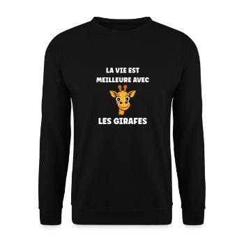 Humour petit bébé girafe - Sweat-shirt Unisexe - noir - Devant - Alina (178cm) & Michal (187cm)