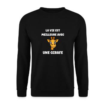 Humour petit bébé girafe - Sweat-shirt Unisexe - noir - Devant - Alina (178cm) & Michal (187cm)