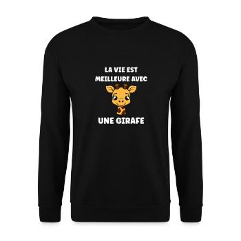 Humour petit bébé girafe - Sweat-shirt Unisexe - noir - Devant - Alina (178cm) & Michal (187cm)