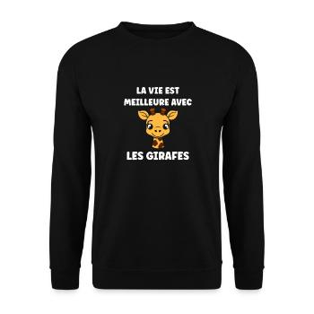 Humour petit bébé girafe - Sweat-shirt Unisexe - noir - Devant - Alina (178cm) & Michal (187cm)