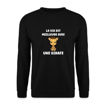 Humour petit bébé girafe - Sweat-shirt Unisexe - noir - Devant - Alina (178cm) & Michal (187cm)