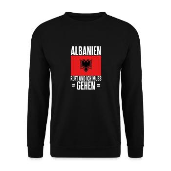 Albanische Flagge Albanischer Adler Shqiponja - Unisex Pullover - Schwarz - Vorne - Alina (178cm) & Michal (187cm)
