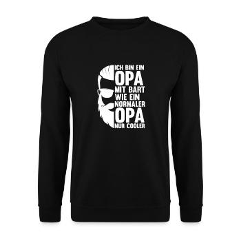 Opa Großvater Bärtig Bartträger Schnurrbart Bart - Unisex Pullover - Schwarz - Vorne - Alina (178cm) & Michal (187cm)
