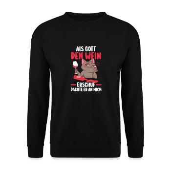 Als Gott Den Wein Erschuf Dachte Er An Mich - Unisex Pullover - Schwarz - Vorne - Alina (178cm) & Michal (187cm)