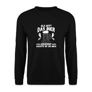 Als Gott Bier Erschuf Dachte Er An Mich - Unisex Pullover - Schwarz - Vorne - Alina (178cm) & Michal (187cm)