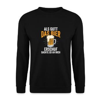Als Gott Bier Erschuf Dachte Er An Mich - Unisex Pullover - Schwarz - Vorne - Alina (178cm) & Michal (187cm)