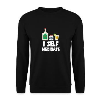 Je m'automédicamente Bouteille de tequila Jeu de mots Shot Pun - Sweat-shirt Unisexe - noir - Devant - Alina (178cm) & Michal (187cm)