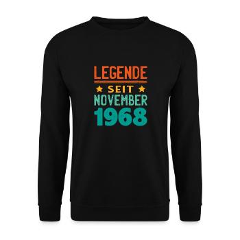 November 1968 Legende seit 55 Jahren Mann Frau - Unisex Pullover - Schwarz - Vorne - Alina (178cm) & Michal (187cm)