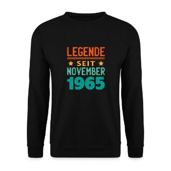 November 1965 Legende seit 58 Jahren Mann Frau - Unisex Pullover - Schwarz - Vorne - Alina (178cm) & Michal (187cm)