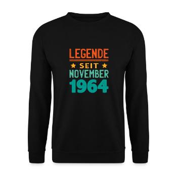 November 1964 Legende seit 59 Jahren Mann Frau - Unisex Pullover - Schwarz - Vorne - Alina (178cm) & Michal (187cm)