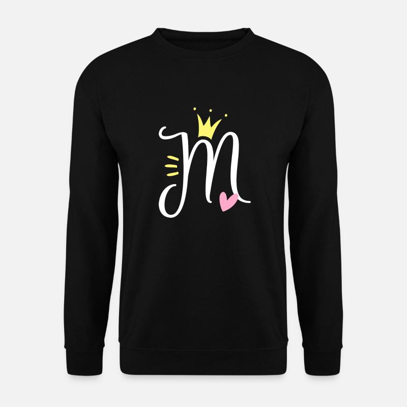 Buchstabe M Anfangsbuchstabe Krone - Unisex Pullover - Schwarz