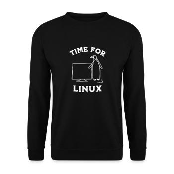 L’heure est à Linux et aux logiciels libres - Sweat-shirt Unisexe - noir - Devant - Alina (178cm) & Michal (187cm)