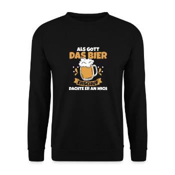 Als Gott Bier Erschuf Dachte Er An Mich - Unisex Pullover - Schwarz - Vorne - Alina (178cm) & Michal (187cm)
