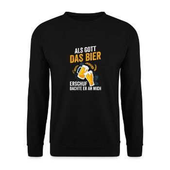 Als Gott Bier Erschuf Dachte Er An Mich - Unisex Pullover - Schwarz - Vorne - Alina (178cm) & Michal (187cm)