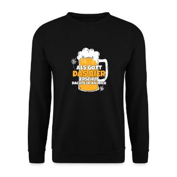 Als Gott Bier Erschuf Dachte Er An Mich - Unisex Pullover - Schwarz - Vorne - Alina (178cm) & Michal (187cm)