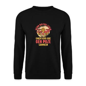 Pilz Pilze Pilzjäger Pilzsammler - Unisex Pullover - Schwarz - Vorne - Alina (178cm) & Michal (187cm)