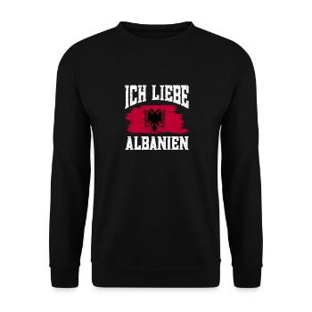 Albanische Flagge Albanischer Adler Shqiponja - Unisex Pullover - Schwarz - Vorne - Alina (178cm) & Michal (187cm)