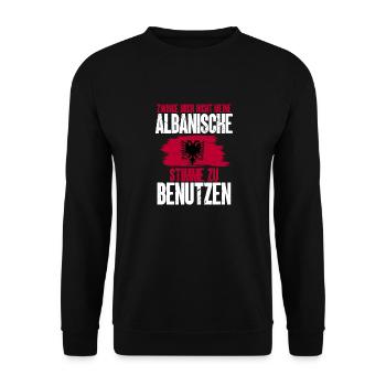 Albanische Flagge Albanischer Adler Shqiponja - Unisex Pullover - Schwarz - Vorne - Alina (178cm) & Michal (187cm)