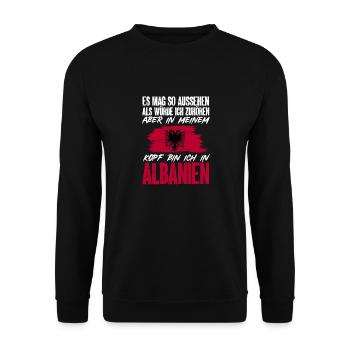Albanische Flagge Albanischer Adler Shqiponja - Unisex Pullover - Schwarz - Vorne - Alina (178cm) & Michal (187cm)