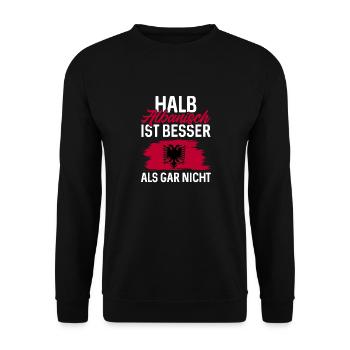 Albanische Flagge Albanischer Adler Shqiponja - Unisex Pullover - Schwarz - Vorne - Alina (178cm) & Michal (187cm)