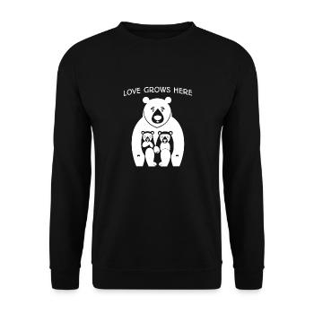 Love Grows Here - Bear Family - Unisex Sweatshirt - black - Front - Alina (178cm) & Michal (187cm)